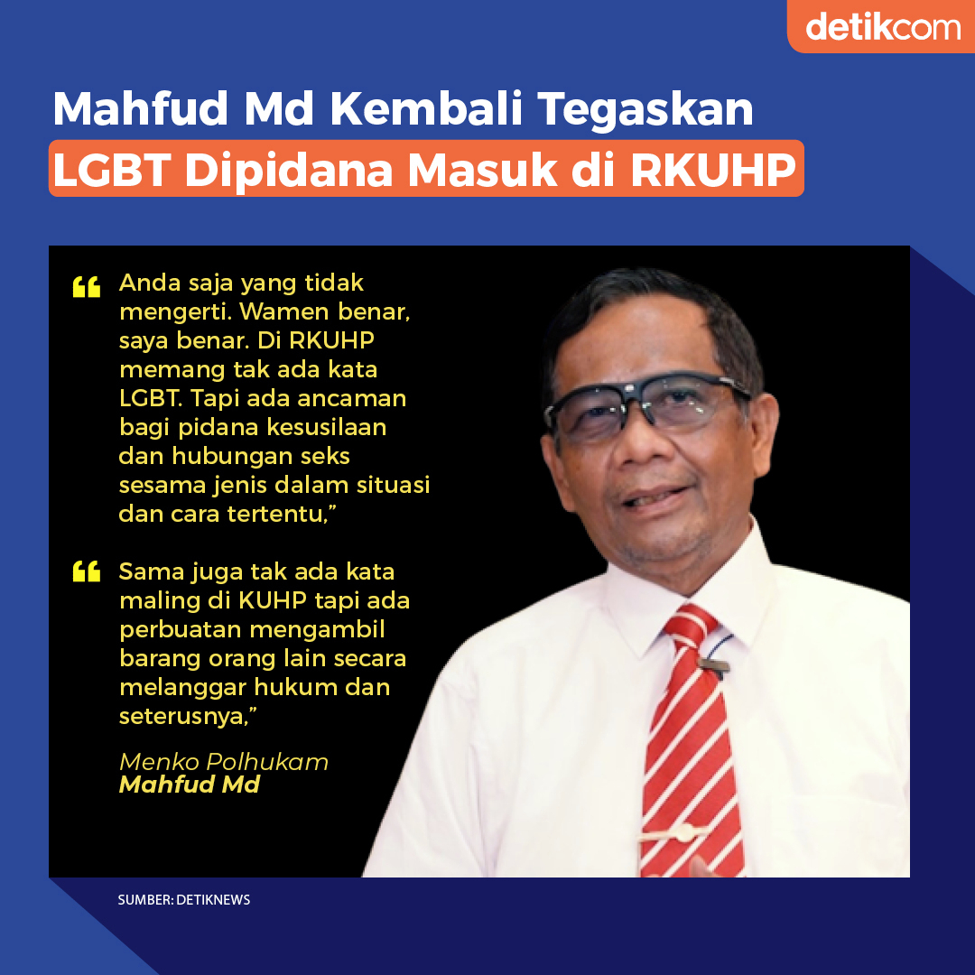 Menko Polhukam Mahfud Md kembali menegaskan lesbian, gay, biseksual, dan transge…