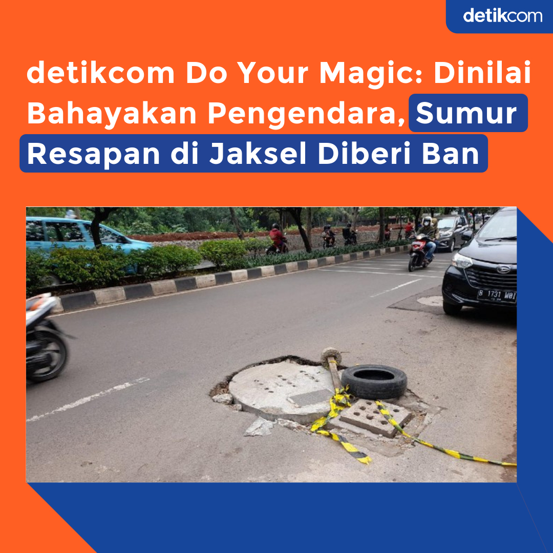 Ban bekas menjadi tanda proyek sumur resapan di Jl Karang Tengah, Jakarta Selata...