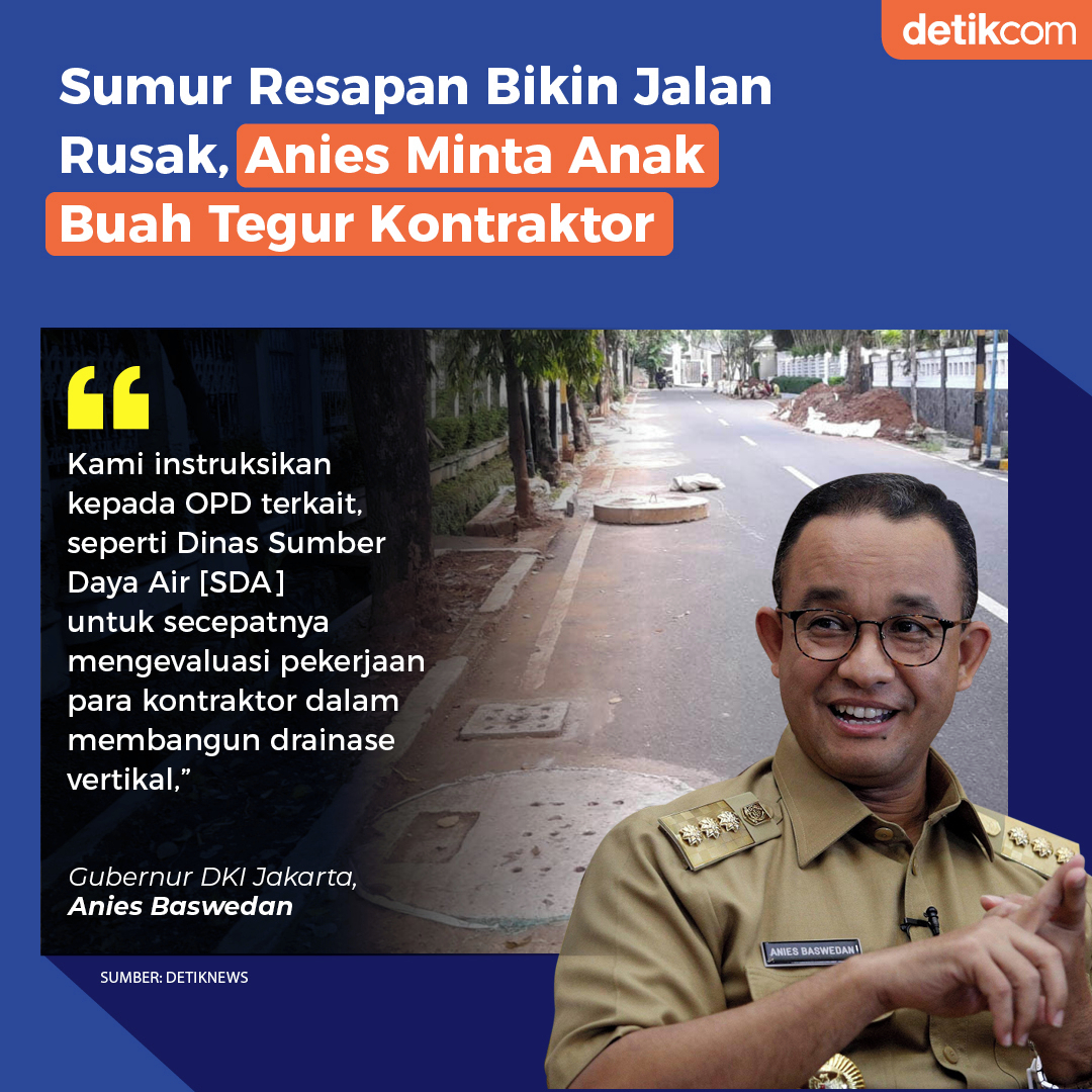 Gubernur DKI Jakarta, Anies Baswedan, buka suara soal sumur resapan yang dikeluh...