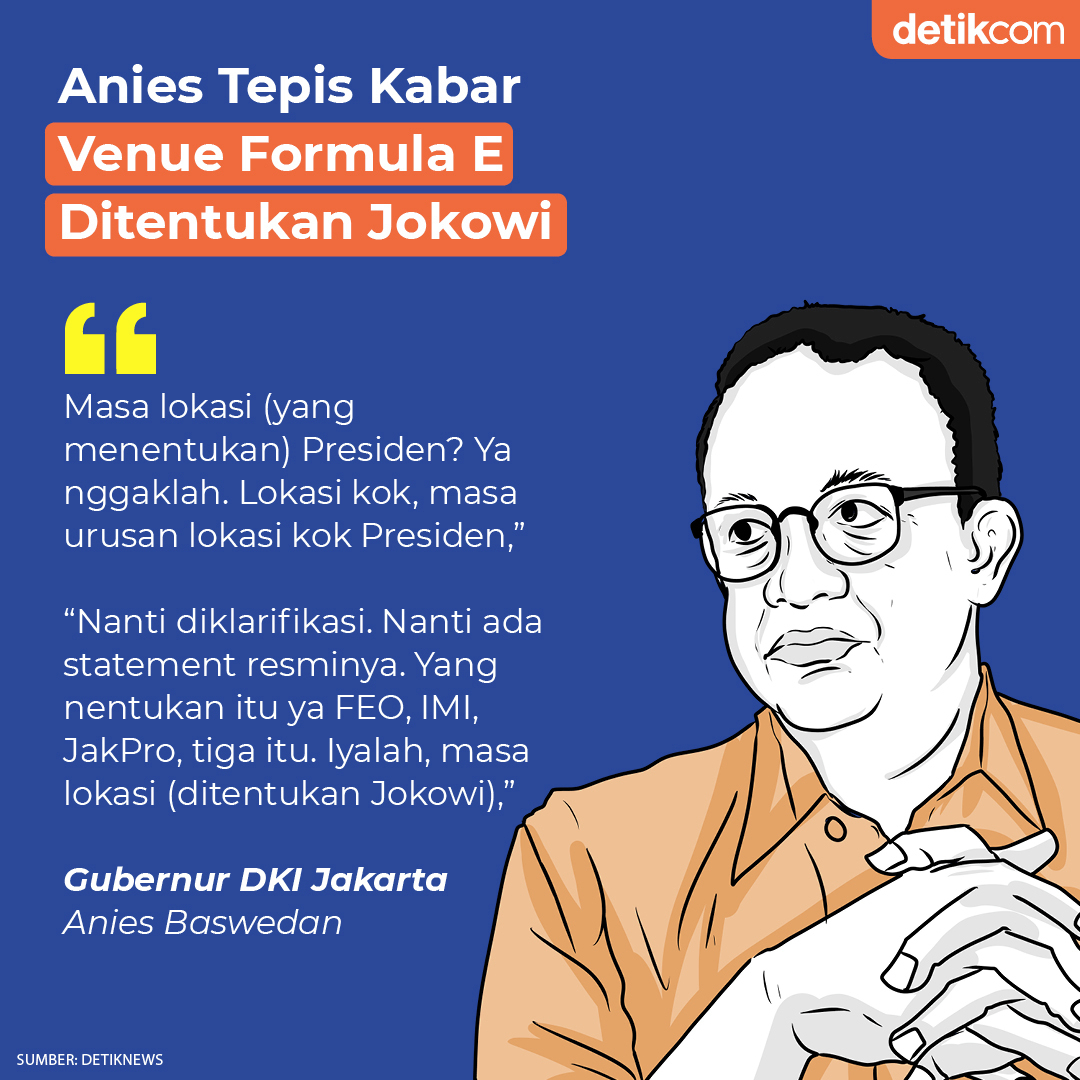 Gubernur DKI Jakarta Anies Baswedan menegaskan lokasi Formula E tidak akan dipil...