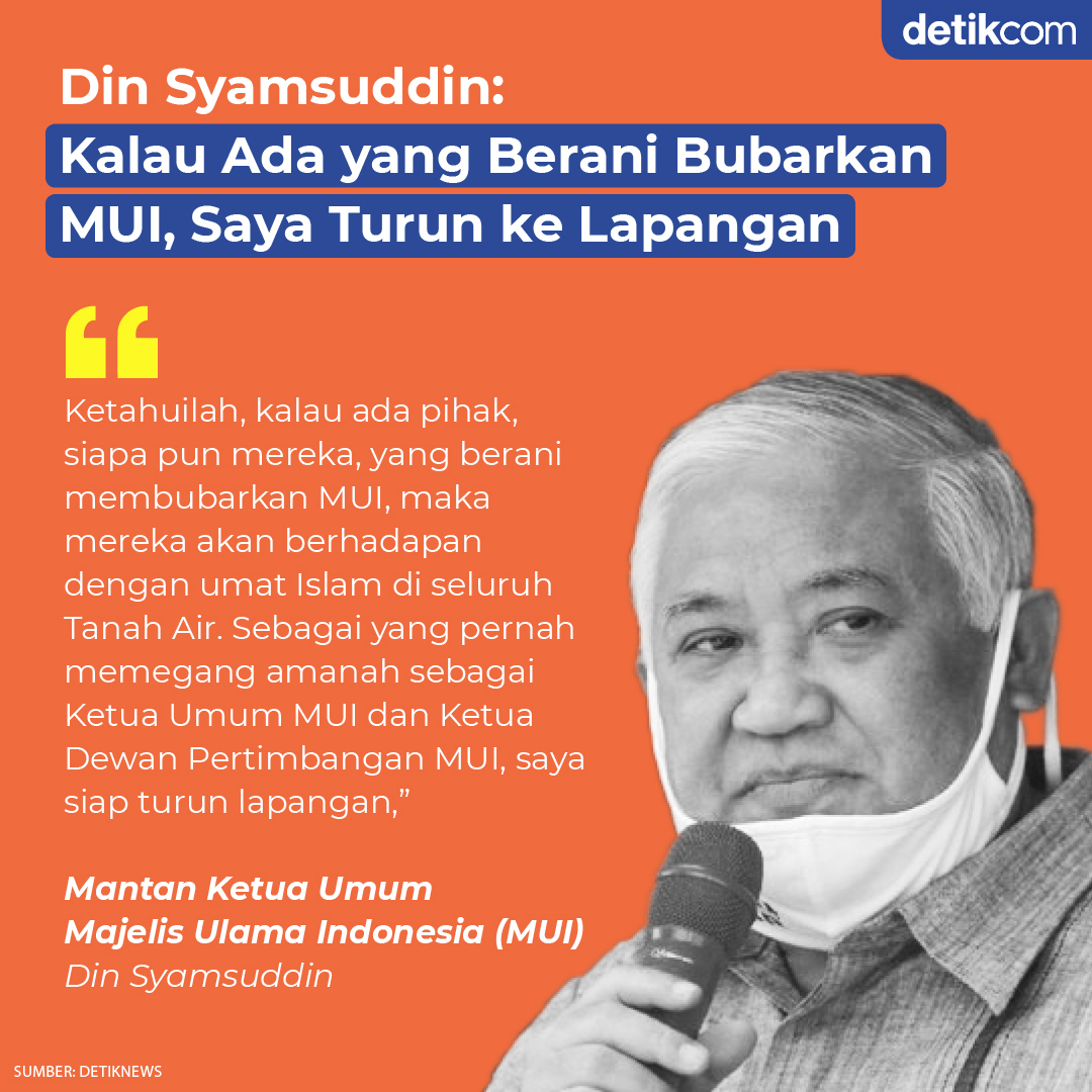 Mantan Ketua Umum Majelis Ulama Indonesia (MUI) Din Syamsuddin siap turun ke lap…
