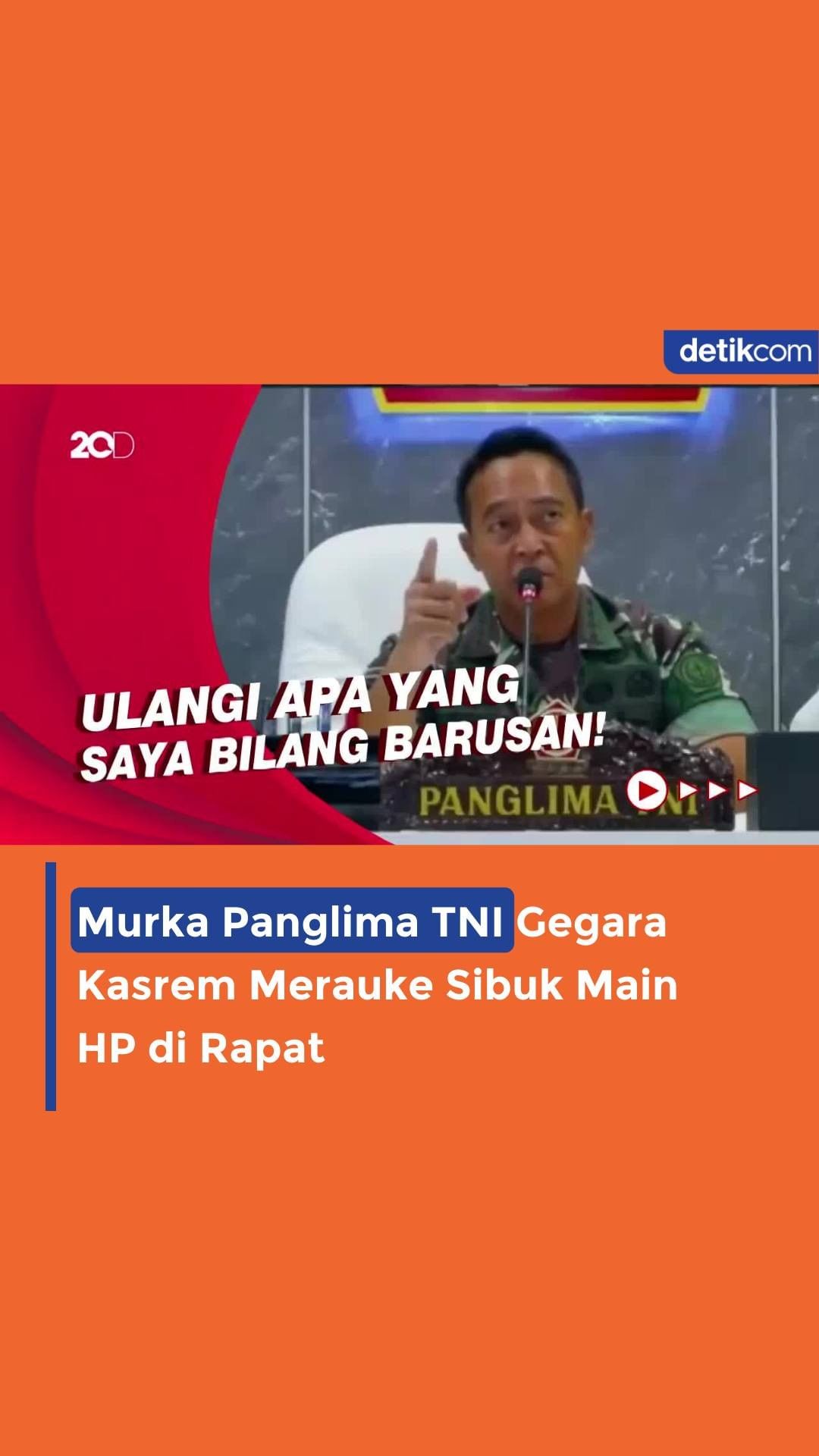 Panglima TNI Jenderal Andika Perkasa memarahi anggotanya Kepala Staf Korem (Kasr...