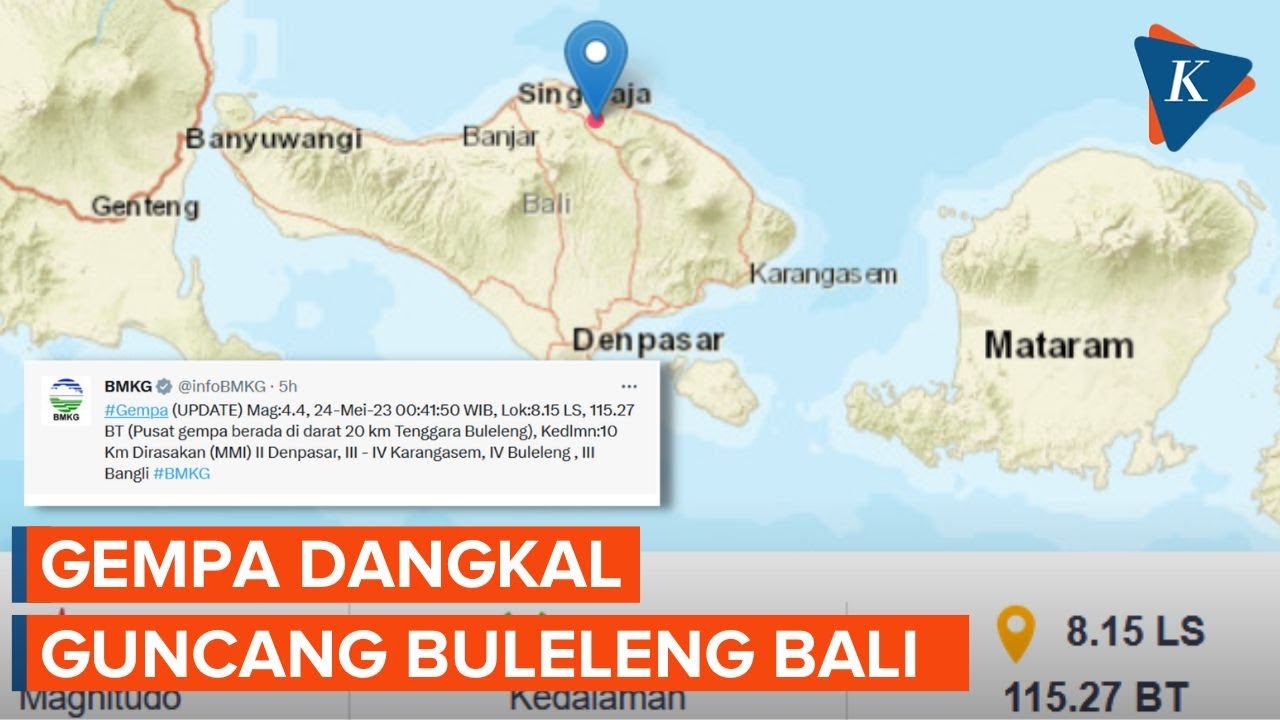 Gempa Dangkal Magnitudo 4,4 Guncang Buleleng Bali