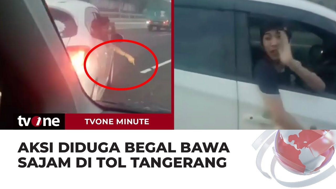 Viral! Aksi Diduga Begal Pepet Mobil di Tol Tangerang Bawa Sajam | tvOne Minute